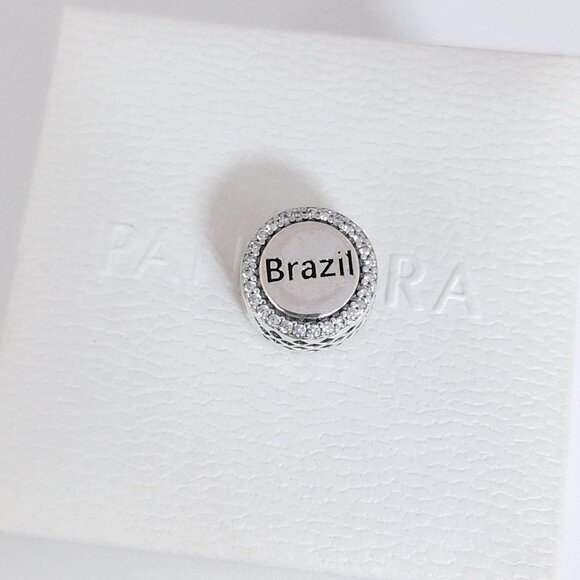Pandora Brazil Flag Bead Charm Bracelet Pendant S925 Silver with box - Picture 8 of 8